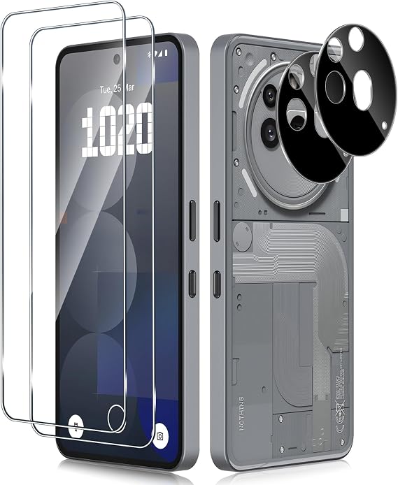 Screen Protector for Nothing Phone 3A Pro 5G for Tempered Glass with Camera Protection [2+2 Pieces], 0.33 mm Ultra Clear Film, 9H Hardness Screen Protector, Anti-Bubble Tempered Glass Film