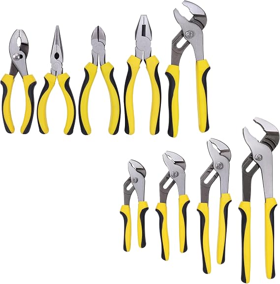 TOPLINE 4-Piece Groove Joint Pliers Set and 5-Piece Pliers Set