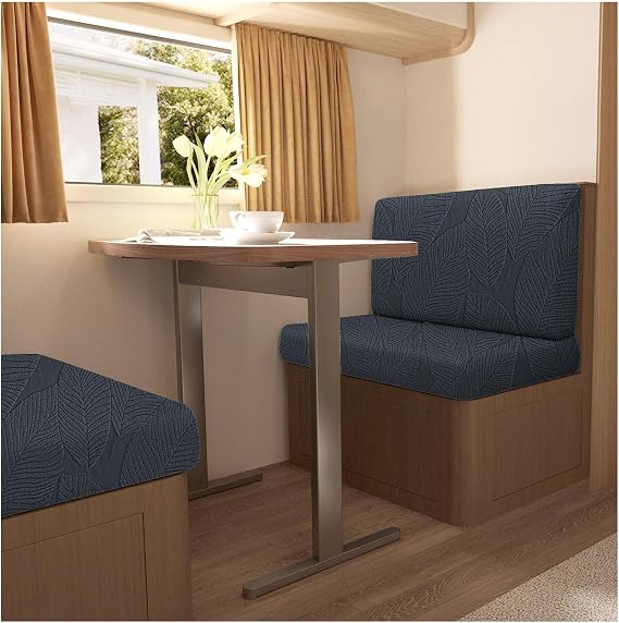 Solid Color RV Dinette Cushion Covers, Stretch Sofa Chair Slipcover for RV Camper Car Bench 2 Backrest Cover & 2 Bench Cover(Dark Gray)