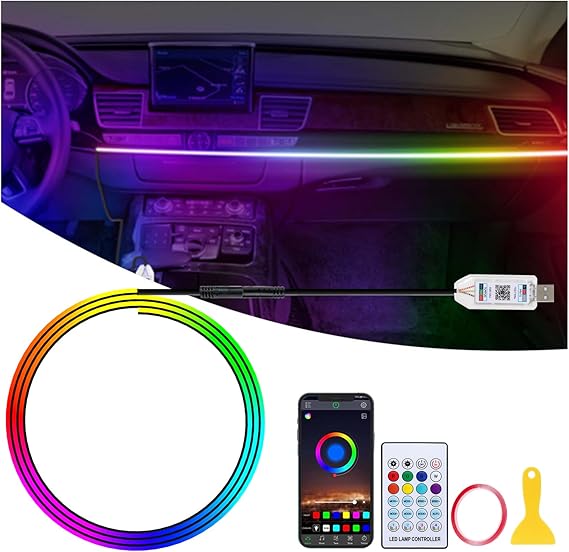 GPJYD Acrylic Car LED Interior Lights 110cm,RGB Ambient Lighting Car Lights