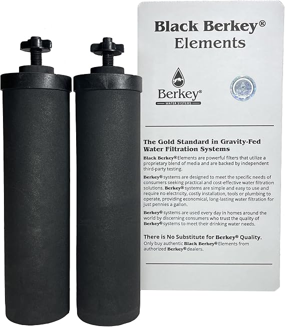 Berkey Authentic Black Berkey Purification Elements - Berkey Water Purifier Replacement Filters (Pack of 2)