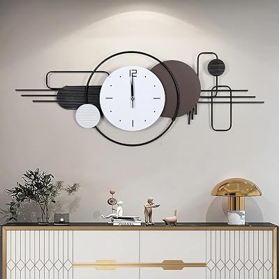 Lucky Monet Wall Clocks for Living Room Decor Silent Non Ticking Battery Operated Decorative Wall Clocks for Bedroom Kitchen Office Home 39x15 Large Modern Metal Wall Art for Entryway Office Indoor