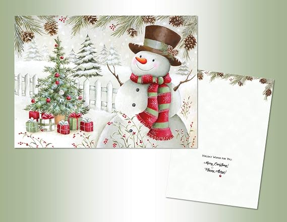 LPG PERFORMING ARTS BOXED CHRISTMAS CARD SET Snowman Wishes Set of 16 Velvet Touch coated cards/16 envelopes (1 design per box) (5327)