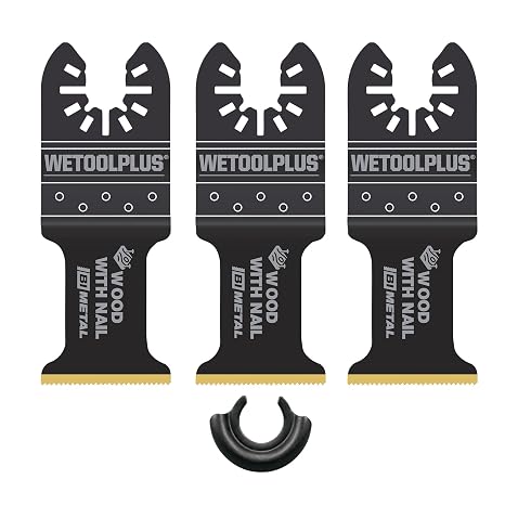 Oscillating Tool Blades 3 Pack with Case, Universal Fit Bi-Metal Wood Nail Cutting Saw Blades, Replacement Accessories with Adapter for Specific Models