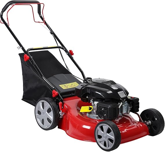 3 in 1 Gas Lawn Mower Self Propelled,141cc OHV Engine with Air Cooling, 20" Steel Deck, 8-Level Height Adjustment, 50L Grass Tank, Foldable Design Red