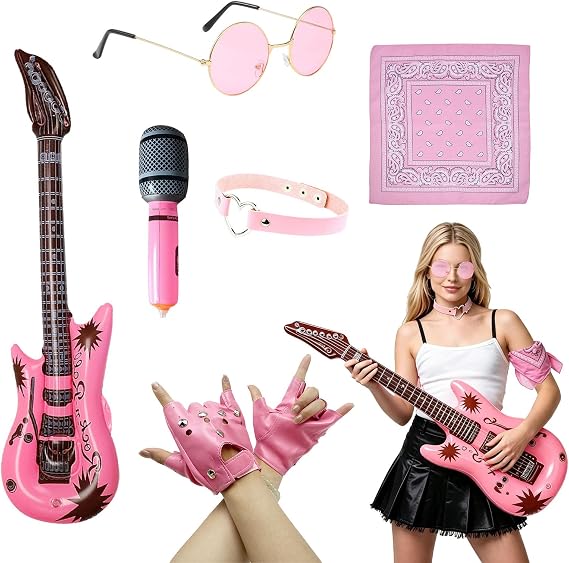6 Pcs pink Rockstar Fancy Dress Punk Rock Star Fancy Dress