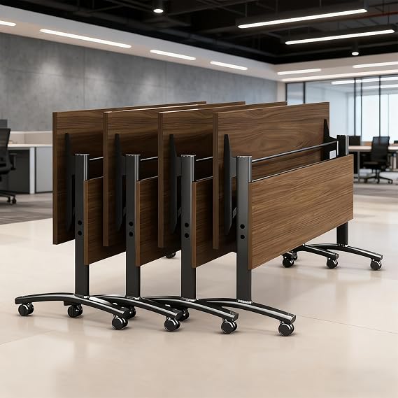 Conference Table Foldable Meeting Tables,Flip Top Mobile Training Table The folding conference table With Silent Wheels Is Convenient And Fast,Modern Mobile Meeting Tables (2pack 160*60*75)