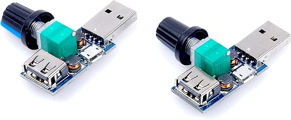 2pcs DC 5V USB Fan stepless Speed Controller Regulator with Switch Speed Module Input DC 4-12V to 2.5-8V 5W