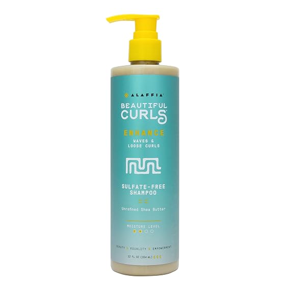 Alaffia Sulfate-Free Shampoo for Waves & Loose Curls Beautiful Curls Moisturizing Shampoo with Shea Butter, Chamomile, Citrus Extracts, Lavender & Vanilla, 12 Oz Ea