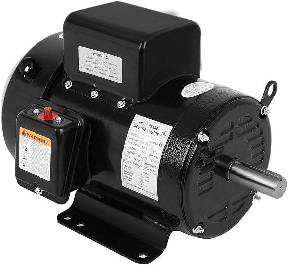 3HP Electric Motor, 1750RPM Farm Duty Single Phase Motor, 230V 12.4A 4 Pole 1-1/8" Shaft Diameter, 2.75" Shaft Length, 184T CW/CCW TEFC