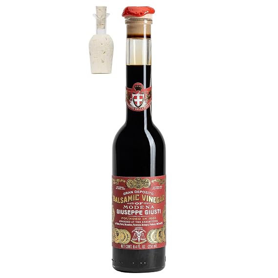 Giusti Balsamic Vinegar of Modena IGP 3 Gold Medals Gran Deposito, Matured & Thick Authentic Italian Gourmet Aceto Balsamico di Modena, with Pourer 8.45 fl oz (250 ml) - Pack of 1