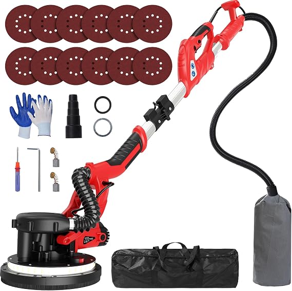 Drywall Sander, 2025 Upgraded 8-Amp Popcorn Ceiling Removal Tool, Red