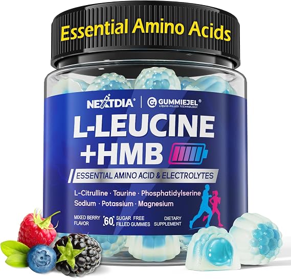 Hmb and L-Leucine Gummies, Essential Amino Acids Supplements for Women Men