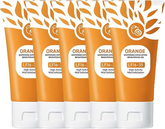 Purifying Exfoliating Gel, Orange Exfoliating Brightening Gel, Moisturizing Smoothing Tighten Pores, Brightening Skin (5pcs, 100g)