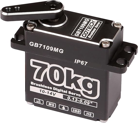 GOTECK 70KG Brushless Digital Servo,High Voltage 14V Metal Gear Waterproof Steering Servo with 25T Servo Horn for 1/8 1/10 RC Crawler Car,Robot,Boat,Truck Robot Parts (GB7109MG-270)
