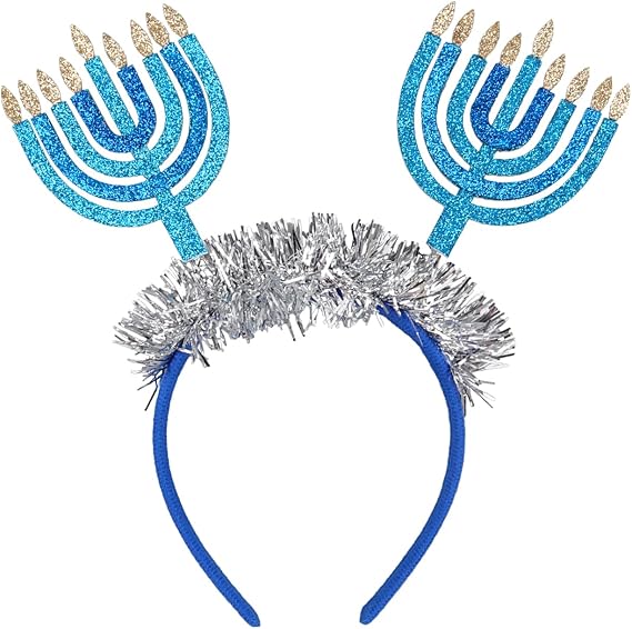 QDTK Hanukkah Headband Glitter Blue Menorah Hair Bands Chanukah Hair Accessories for Women Girls Hanukkah Festive Party Favors Supplies