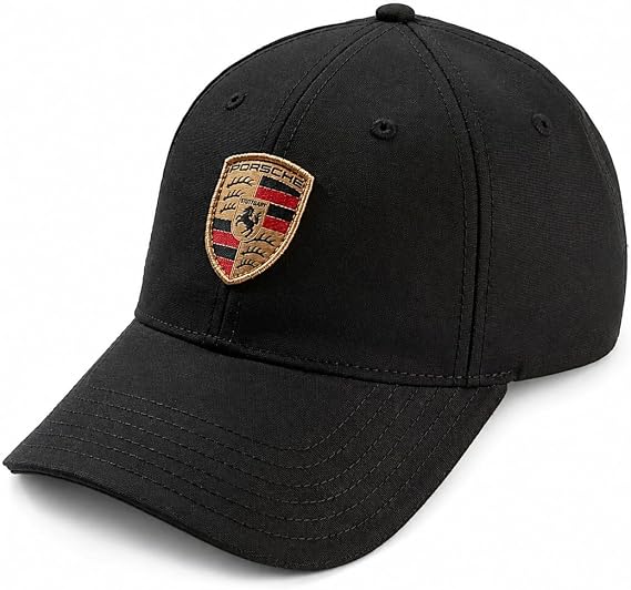 Genuine Porsche Black Crest Logo Cap