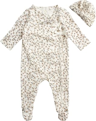 Jessica Simpson Baby Girls Romper - One Piece Footie Jumpsuit, HatHeadband - Playwear Clothing for NewbornsInfants, 0-24M