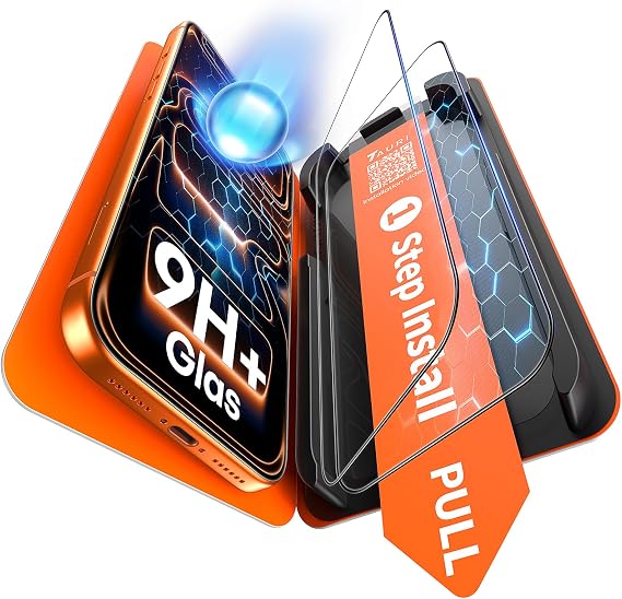 TAURI 2 Pack for iPhone 17 Pro Screen Protector, [1-Step Install]