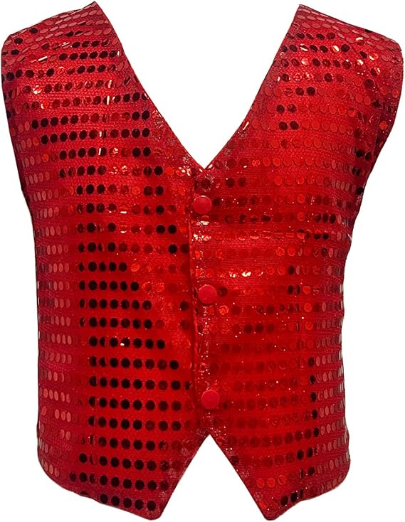 DRHOM Kids Boys Girls Sequins Waistcoat Sleeveless V neckline Hip-Hop Jazz Dance Party Stage Performance Jacket Vest