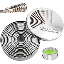 12PCS Round Cookie Cutters Set, Cookie Cutters for Baking, Mini Circle Cookies Cutter, Portable Cake Cutter for Donut Dough Pastry Donut Fondant Baking DIY Cake