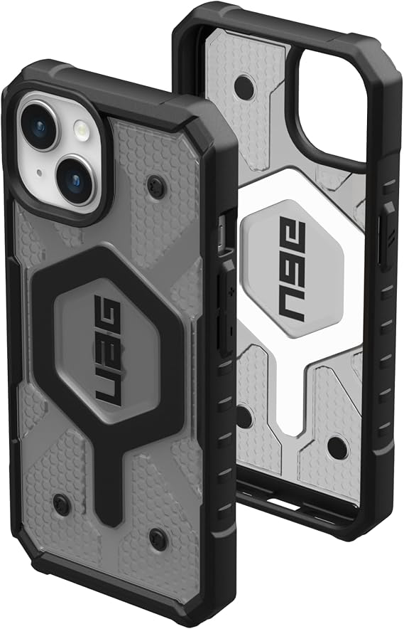 URBAN ARMOR GEAR UAG Case Compatible with iPhone 15 Case 6.1" Pathfinder Clear Ash/Black Built-in Magnet Compatible with MagSafe Charging Rugged Transparent Dropproof Protective Cover