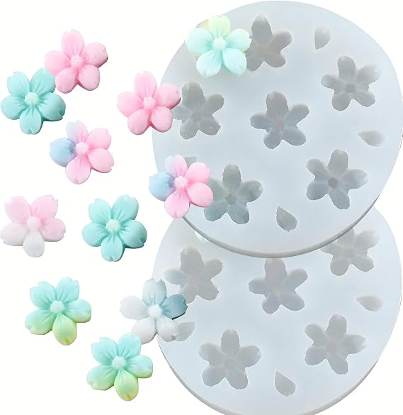 2 Pcs Chrysanthemum & Small Flower Silicone Mold | Sugarcraft Cake Decoration, Cupcake Topper, Candies, Cookies, Ice Cube, Polymer Clay, Chocolate, Soap Wax, Crafting Projects