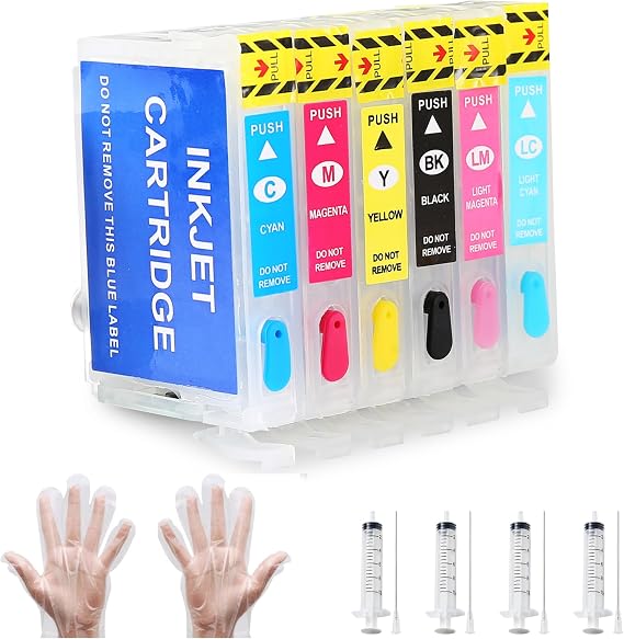 Remanufactured Empty Sublimation Refillable T079 Ink Cartridges, Compatible with Artisan 1430 and Stylus Photo 1400 Printer, with Permanent Chip