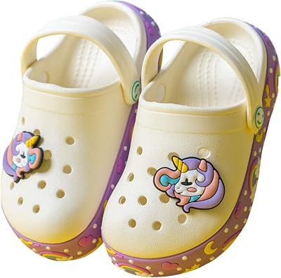 Yinbwol Kids Unicorn Clogs Boys Girls Slippers Cute Cartoon Sandals Non-Slip Lightweight Garden Shoes Slip on Water Pool Beach Slipper