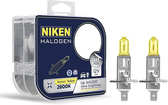niken 12V H1 55W Yellow Light Bulb PX26D 2800K, 1 Set 2 Pieces