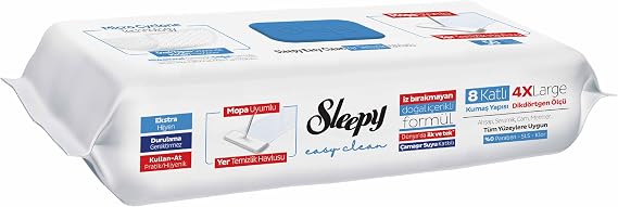 Sleepy Easy Clean Çamaşır Suyu Katkılı Mopa Uyumlu Yer Temizlik Havlusu&Mendili 50 Yaprak