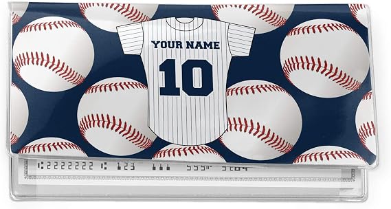 Personalized Baseball Jersey Vinyl Checkbook Cover