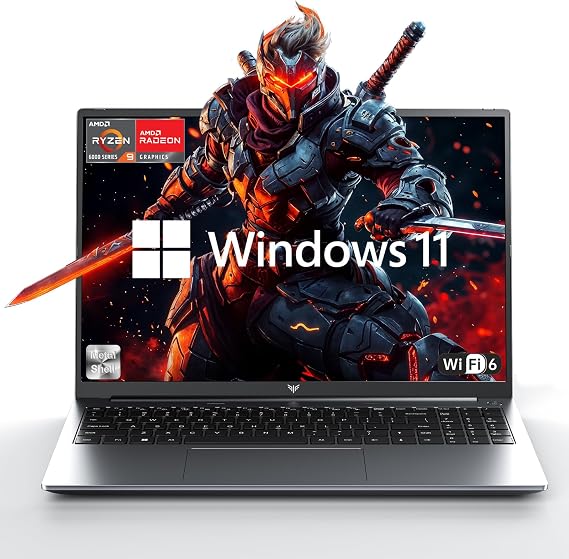 KAIGERR Gaming Laptop 2026 Laptop AMD Ryzen 7 6800H 8C/16T up to 4.7GHz 16GB DDR5 512GB NVMe SSD Laptop Up to 4TB 16" FHD Display WiFi 6 Backlit KB Type-C Dual Fan