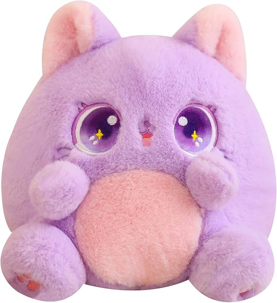 Fat Cat Plush Pillow, Purple 10 Inch,Cute Stuffed Animal