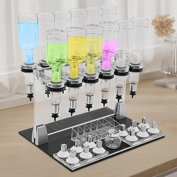 Perfume Dispenser, Manual Liquid Filling Machine with 12 Pump Heads, Adjustable Flow Rate, 12 Scent Test Cups, Each with A Capacity of 200 Ml