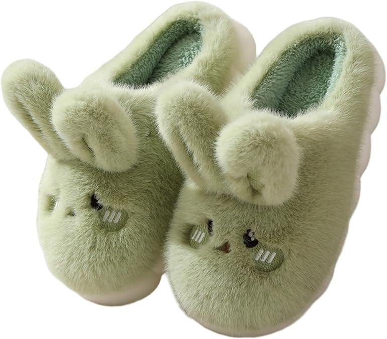Women's Warm Plush Bunny Animals Slippers Adult Cotton Men's Indoor non-slip Home Thick Bottom Slippers for Winter