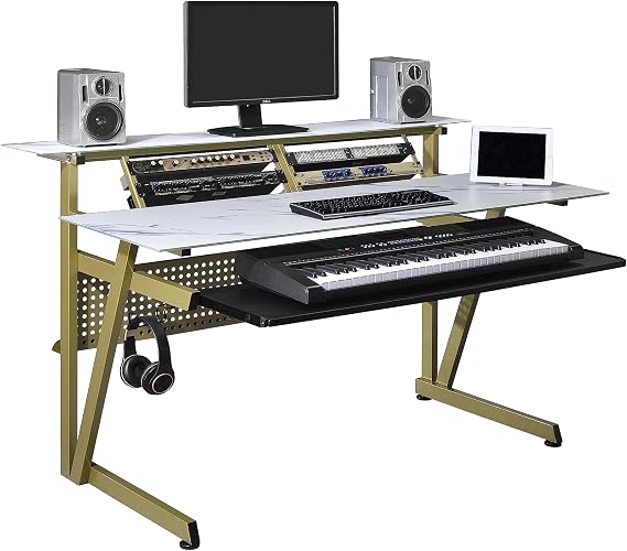 IM200 Series Tempered Glass Music Studio Workstation with 2 x 4U Rack (Gray)