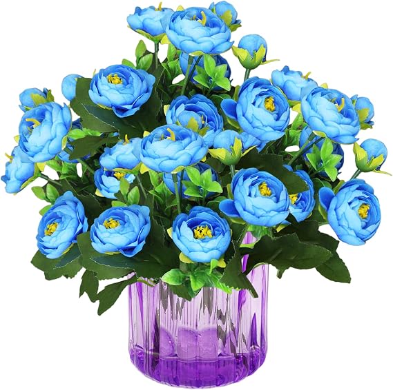 Blue Artificial Flowers Outdoor 28 cm Fake Camellia with Stems Decoration Camellia Beautiful Faux Flower Table Decorations Floral Arrangement 0907