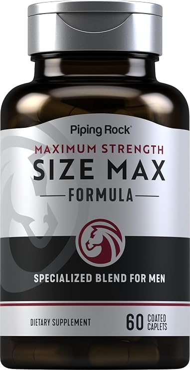 Piping Rock Size Max X Extract Supplement | 60 Coated Caplets | Formula Specialized for Men | Includes Zinc & Arginine | Non-GMO, Gluten Free