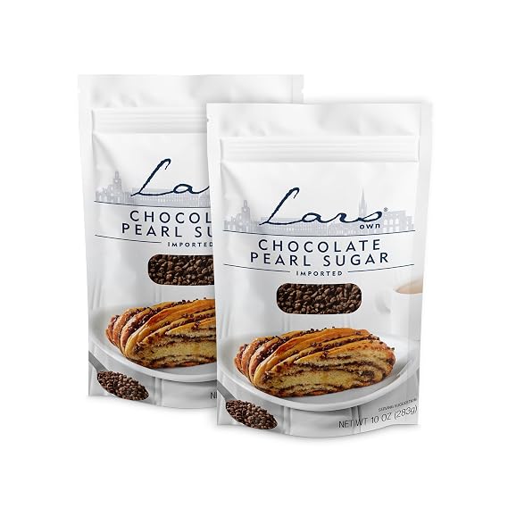 Lars Own Chocolate Pearl Sugar 2-Pack, 10-oz Resealable Pouch Intense Dark Chocolate Flavor and Crunch for Baking