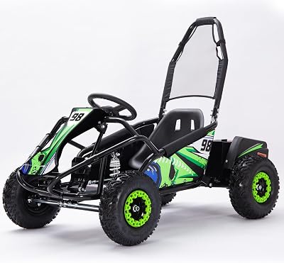 Electric Go Kart for Kids, 1200W Peak Brushless Motor, 48V 12AH Battery, 4-axis Suspension, 3 Speed Modes, Reaches up to 18.6 MPH, Roll Cage, Adjustable Seat, Safe for Ages 8-16