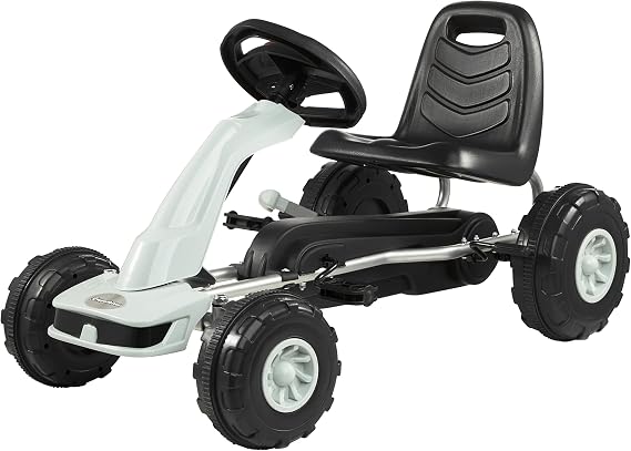 HyperMotion Go-Kart for Children from 3 Years, Pedal Car, Boys and Girls, Driving: Front and Rear, Double Handbrake, Children's Bicycle Like A Car, 4 Wheels Metal + Plastic, Grey