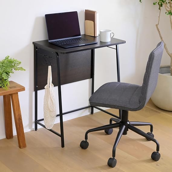 Yamazen YAMAZEN Desk Easy Assembly Desk Computer Desk Study Desk Simple with 2 Hooks Scratch and Stain Resistant Top Width 23.6 × Depth 15.7 × Height 27.5 inches Office Desk Chair for Single Living