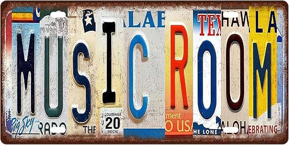Vintage Music Room Wall Decor, Metal Tin Signs, Vintage Music Room Sign, Funny Street Signs, Unique Wall Decor, for Home Bar Diner Pub 12 x 6 Inches