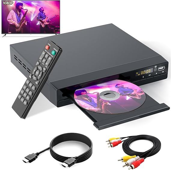HD DVD Player, CD Players for Home, DVD Players for TV, HDMI and RCA Cable Included, Up-Convert to HD 1080p, All Region, Breakpoint Memory, Built-in PAL/NTSC, USB 2.0, Tojock