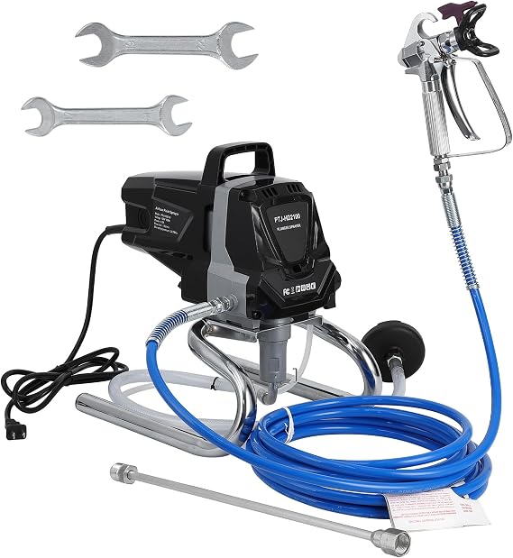 Airless Paint Sprayer for Home DIY - 1010W Lightweight Electric Spray Gun with 20" Extension Pole, Low Overspray Technology for Indoor/Outdoor Walls, Fences & Furniture