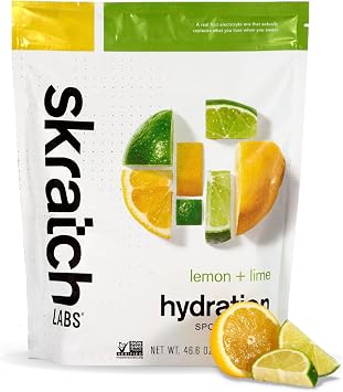 Skratch Labs Hydration Sports Drink Mix RealFruit Electrolyte Powder for Fast Hydration & Endurance | Lemon & Lime | 60 Servings | Vegan, NonGMO, Clean Ingredients