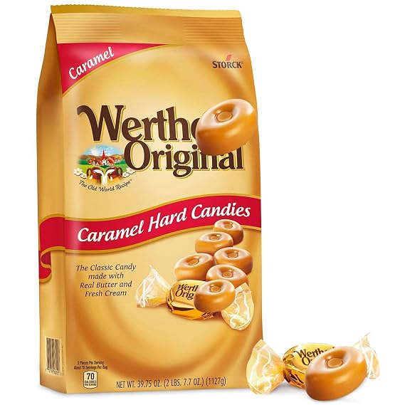 Original Caramel Hard Candy, 2.4LB Bulk Pack of Caramel Candy, Individually Wrapped, Ideal for Sharing, Snacking, Parties & Gifting, Perfect for Stocking Up on a Timeless Sweet Treat