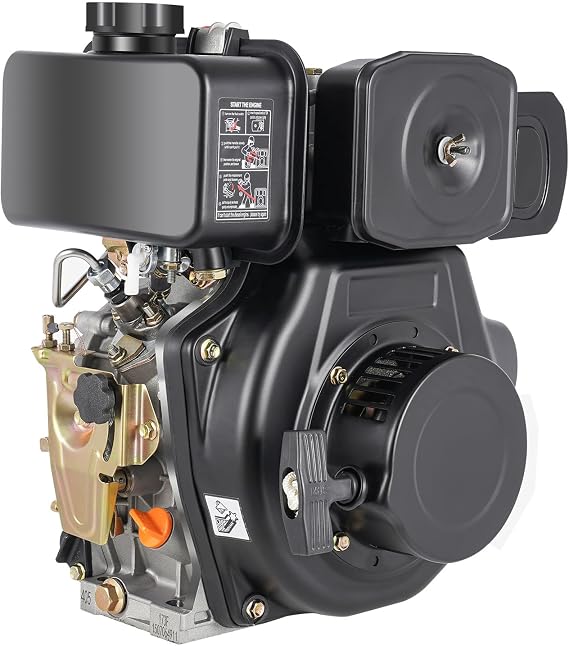 5HP Diesel Engine, 173F Single Cylinder 4-Stroke Air Cooled Vertical Shaft Motor, 247cc 3600RPM with Direct Injection for Water Pump/Generator/Agricultural Machinery (Hand Start, 0.66 Gallon Tank)