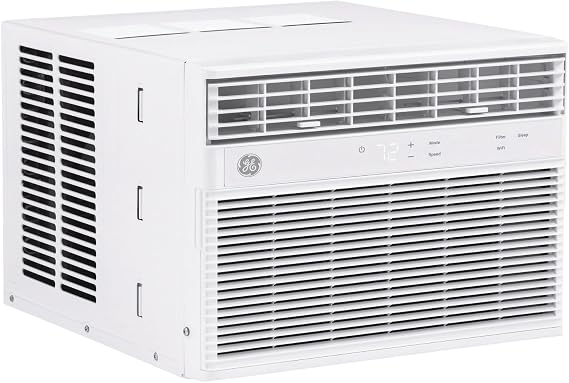 GE Window Air Conditioner 8000 BTU, Wi-Fi Enabled, Energy-Efficient Cooling for Medium Rooms, 8K BTU Window AC Unit with Easy Install Kit, Control Using Remote or Smartphone App